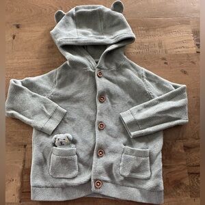 Sergent Major Cozy green Kids knit Hoodie jacket Bear Ears size 18 months